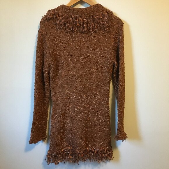 Y2K Cotton Fuzzy Fringed Knit Single Button Cardigan - Picture 2 of 15